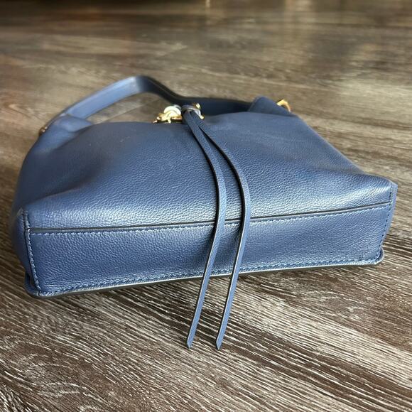 EUC Rebecca Minkoff Megan Small Leather Feed Bag Blue Twilight Gold Hardware - Picture 8 of 16